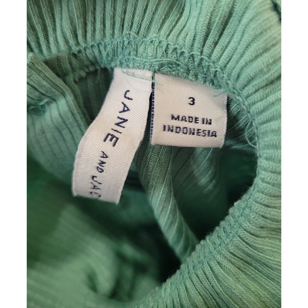 Janie and Jack Toddler Girls Top Mint Pastel‎ Spring Shirt 3 Ruffle Neck Line #5 - Picture 3 of 3